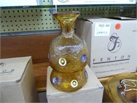 2 Fenton glass vases - Indigo blue & gold