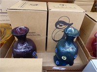 2 Fenton glass vases- Aubergine & Indigo blue