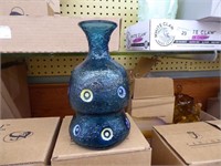 2 Fenton glass vases- Aubergine & Indigo blue