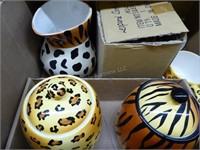 3 boxes giftware: animal print ceramics - cookie j