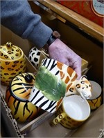 3 boxes giftware: animal print ceramics - cookie j