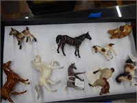 Tray of Hagen-Renaker horse figurines