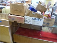 6 boxes retail display items: boxes - tags - pens
