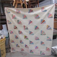 Vintage fan quilt/blanket.