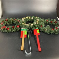 3 Faux Wreaths and 3 Over the Door Wreath Holders