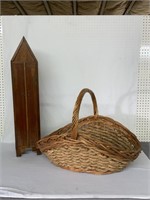 BASKET AND WOODEN STAND