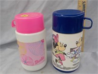 Barbie/ Walt Disney Plastic Thermos Bottles