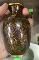 CLOISONNE CHINESE VASES SMALL WITH STAND