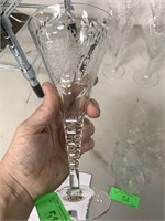 7 ETCHED CHAMPAGNE FLUTES GLASSES