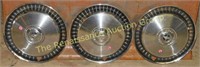 3 1970s Ford 15" Chrome Ring Hubcaps