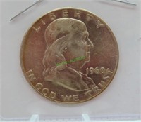 1960-D AU Silver Franklin half Dollar