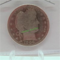 1906-D Silver Barber quarter -90% Silver/coin