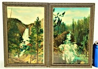 2 Vintage Colorized Washington Waterfall Photos