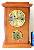 14" Tall Wood Base Battery Clock w Eagle
