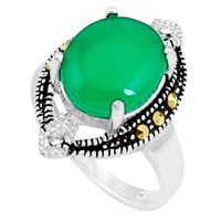 Natural 5.38ct Green Chalcedony Ring
