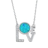 Blue Opal Love Necklace