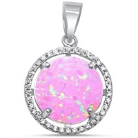 Beautiful Halo Set Pink Opal Pendant