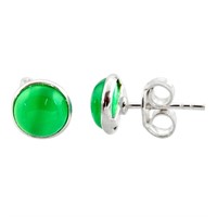 Natural 4.72ct Green Chalcedony Stud Earrings