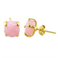 Natural 5.17ct Raw Pink Morganite Stud Earrings