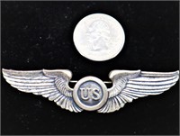 USAAF Sterling Silver Wings Badge w "US"