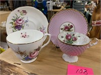 2 - ROSES PATTERN CUPS & SAUCERS SET