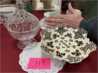 FOOTED DISH & COVERED CANDY DISH