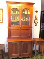 Vintage Cherry Hutch with Key has Storage Cabinet