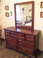 Cherry Dresser with Mirror - Measures Approx. 50W