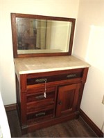 Wash Stand with Marble Top and Mirror - Measures