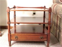 Antique Side Table with 2 Shelves and a Drawer -