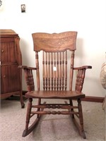 Wooden Rocking Chair - Appears to have a Crack in