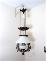Hanging Kerosene Lamp - Metal and possibly Milk