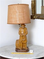 Ceramic Based Lamp with a Fisherman - Does Work -