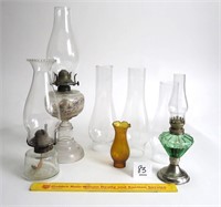 Group of Oil Lamps and Chimneys the Tallest one