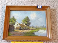 Framed Painting on Canvas in Wooded Frame -