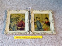 (2) Vintage Print in Ornate Frames