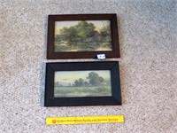 (2) Framed Scenes in Wooden Frames