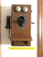 Antique Wooden Wall Telephone - Hand Crank - by