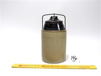 Stoneware Crock with Lid and Handle - Marked the