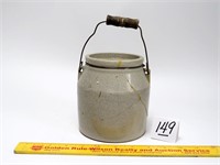 Stoneware Crock with Handle - Heavily Crazed and