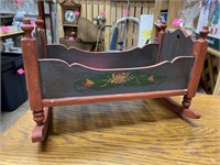 HAND PAINTED BABY TOY CRADLE