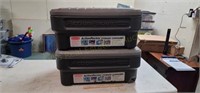 Two Rubbermaid Action Packer Storage Containers