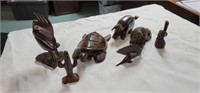 Wood Figurines; Cactus, Trumpet Dude, Sea Turtle,