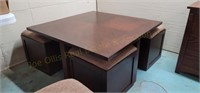 Coffee Table w/ Storage Ottomans on wheels (Note
