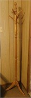 Wooden stick hall tree, 6' tall, one peg missing