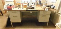 Metal office desk w/ 5 drawers, 6'W x 3'D x 29"H