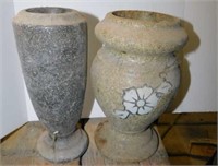 2 headstone flower vase urns, 10" tall