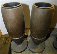 Pair of headstone flower vase urns, 11" tall