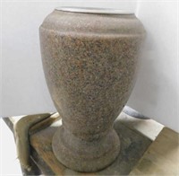 Granite headstone flower vase urn, 12" tall