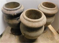 3 granite headstone flower vase urns, 10" tall